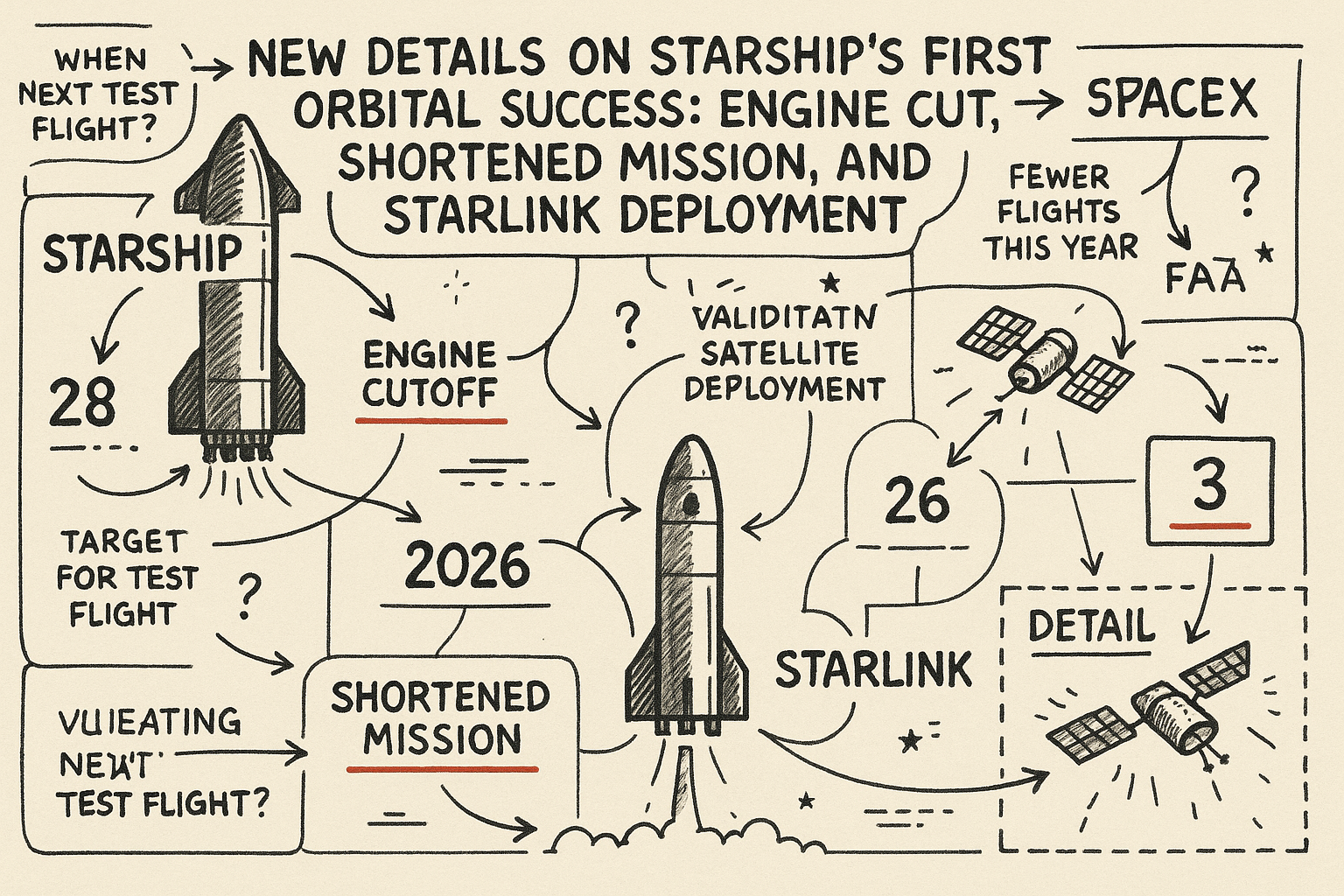 New Details on Starship’s First Orbital Success: Engine Cut, Shortened Mission, and Starlink Deployment