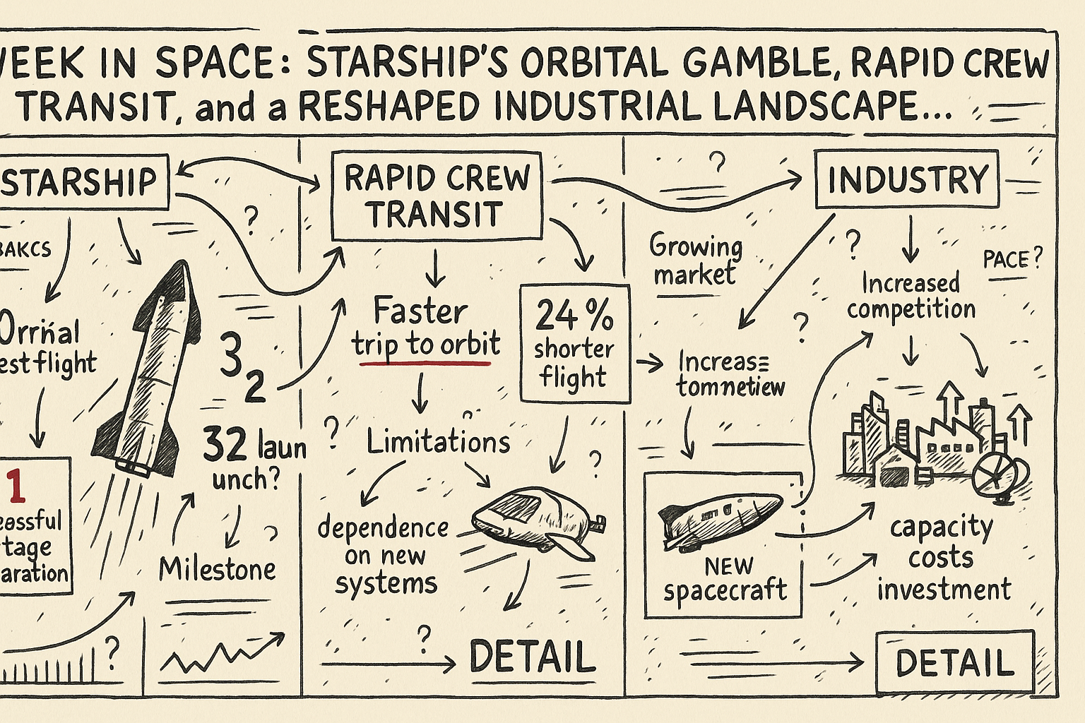 Week in Space: Starship’s Orbital Gamble, Rapid Crew Transit, and a Reshaped Industrial Landscape…