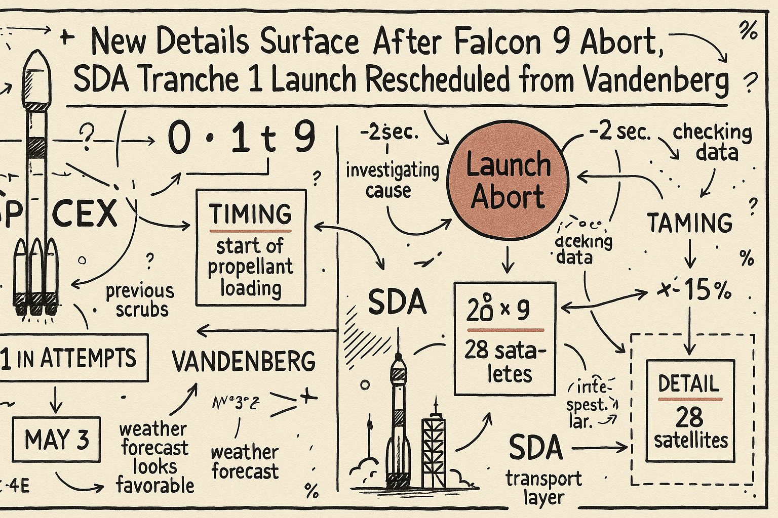 New Details Surface After Falcon 9 Abort, SDA Tranche 1 Launch Rescheduled from Vandenberg