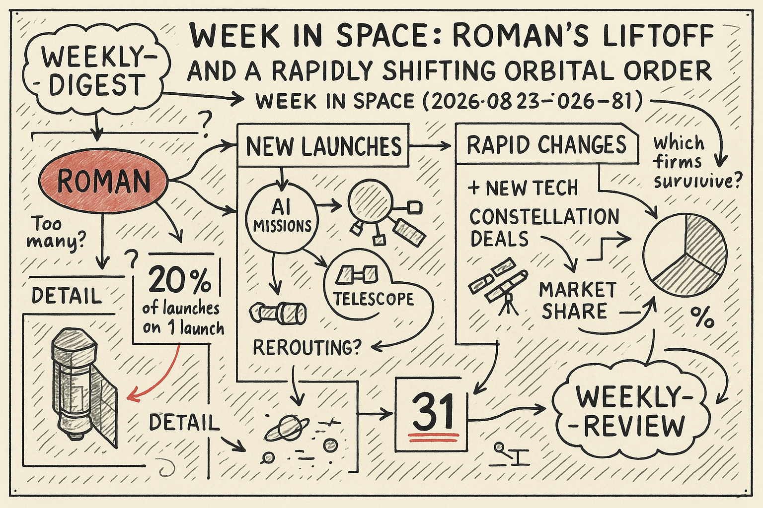 Week in Space: Roman’s Liftoff and a Rapidly Shifting Orbital Order — Week in Space (2026-08-23 → 2026-08-31)