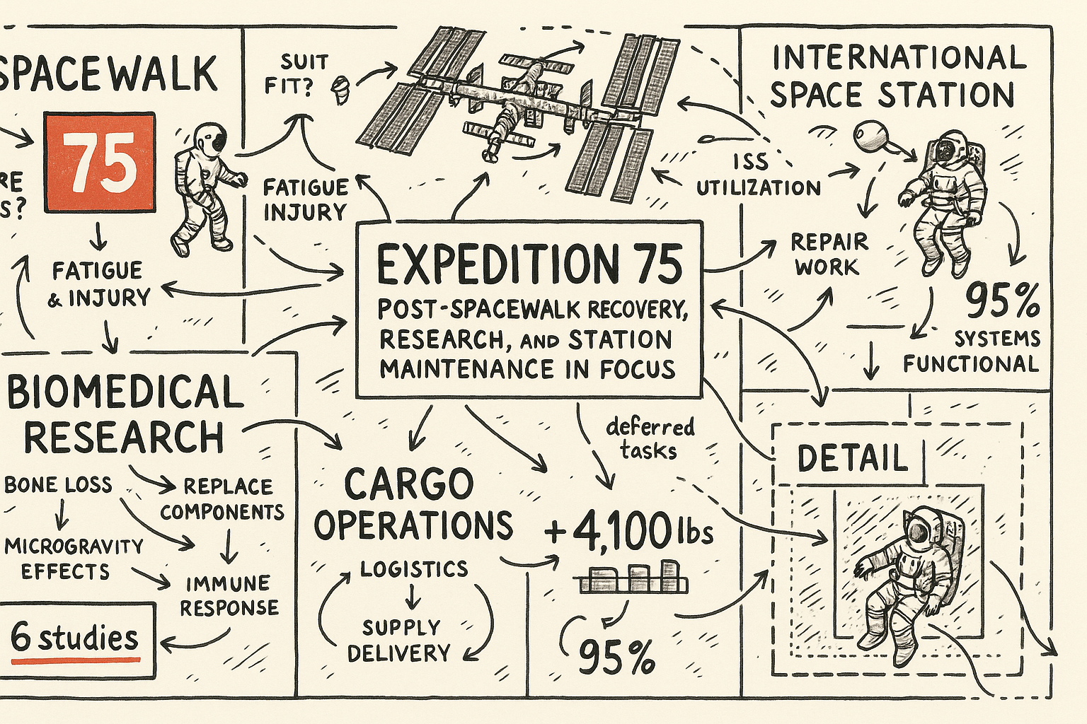 Expedition 75: Post‑spacewalk Recovery, Research, and Station Maintenance in Focus