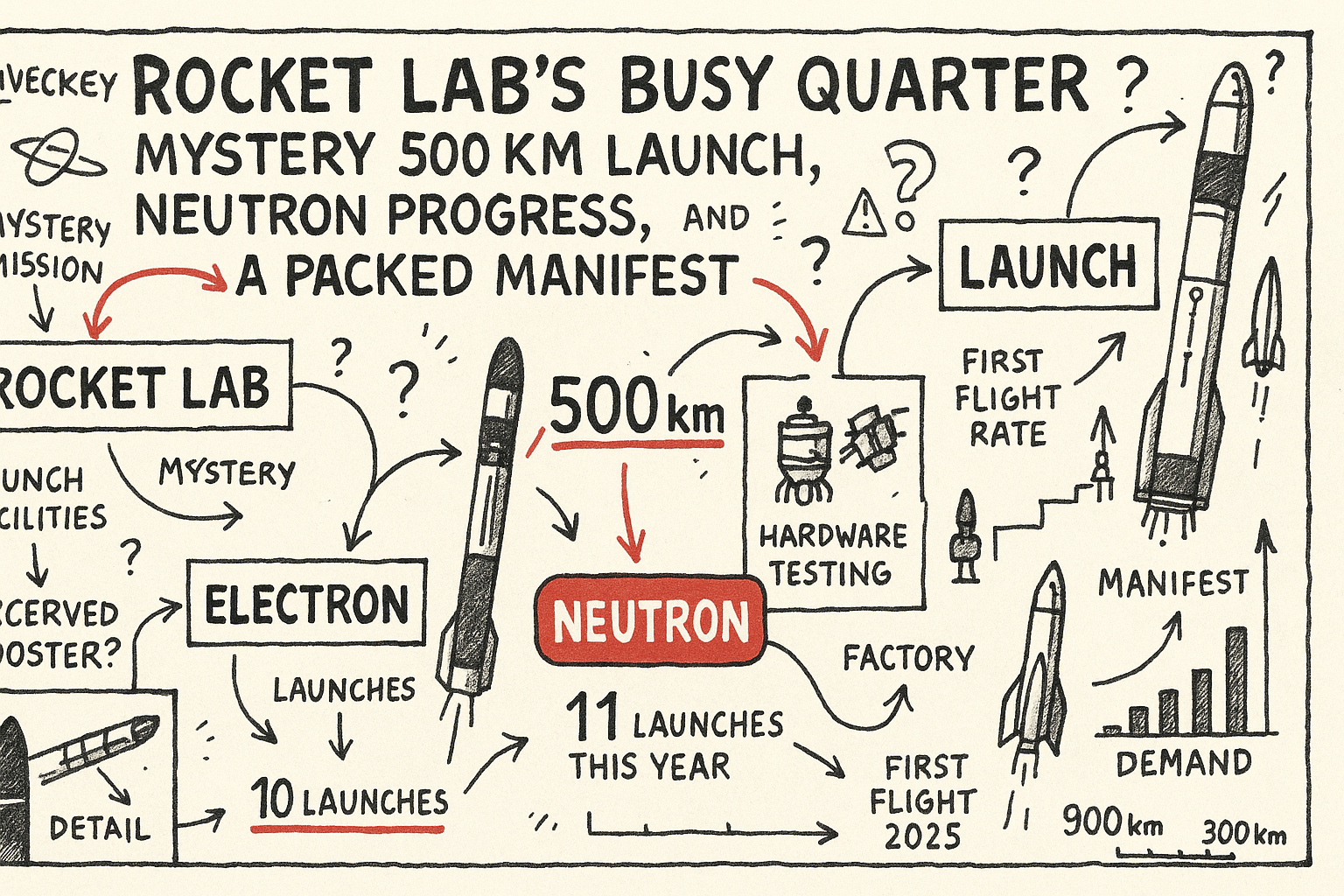 Rocket Lab’s Busy Quarter: Mystery 500 km Launch, Neutron Progress, and a Packed Manifest