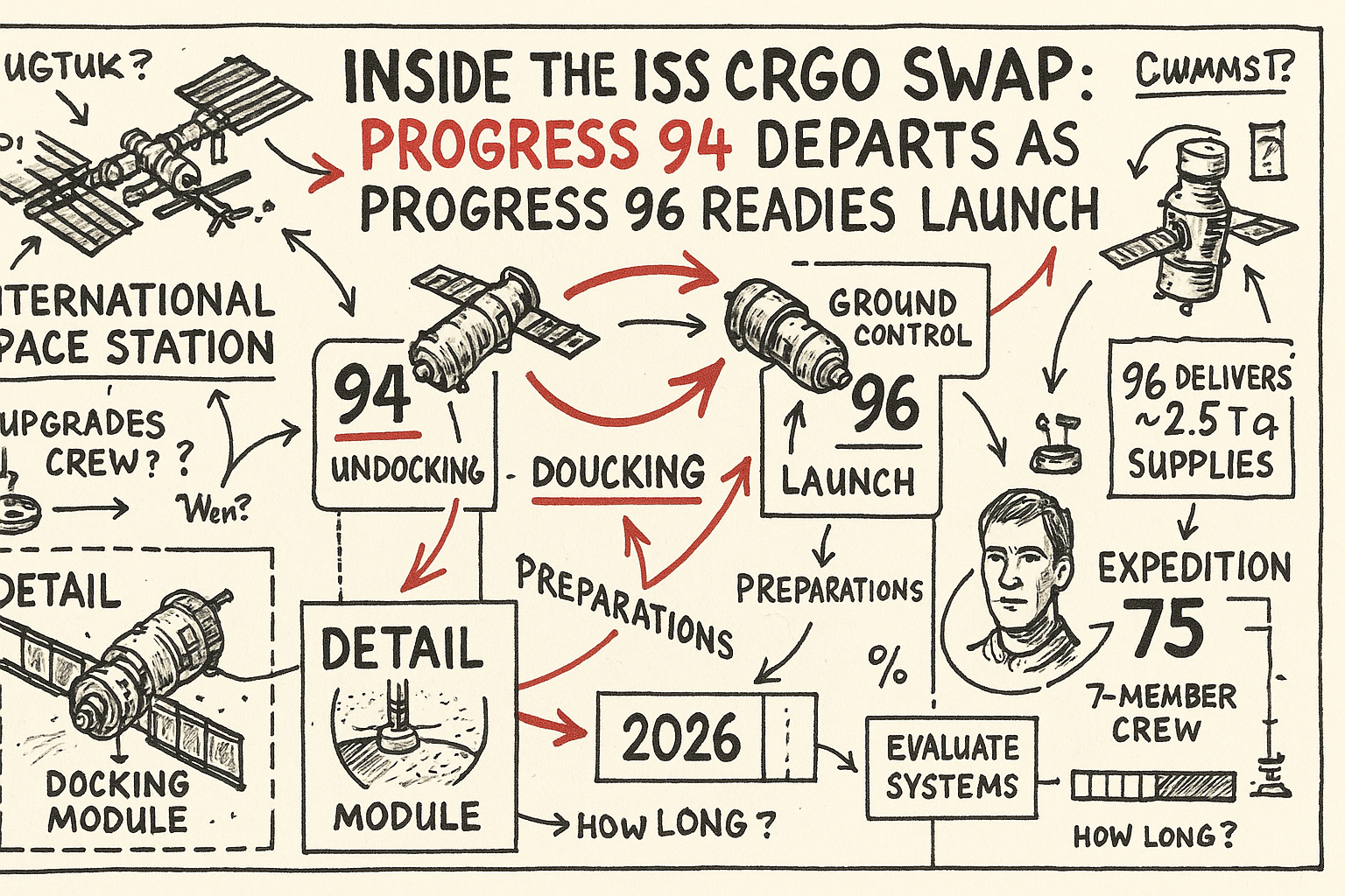 Inside the ISS Cargo Swap: Progress 94 Departs as Progress 96 Readies Launch