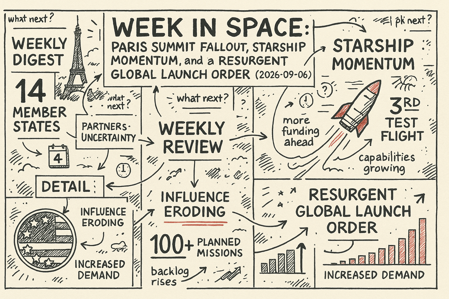 Week in Space: Paris Summit Fallout, Starship Momentum, and a Resurgent Global Launch Order (Week in Space — 2026-09-06 → 2026-09-14)