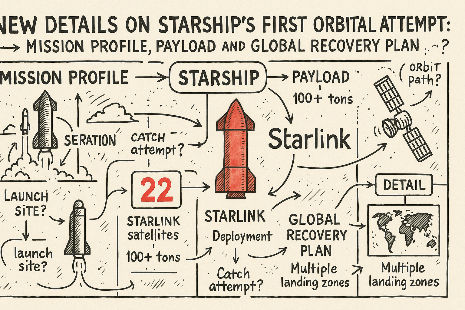 New Details on Starship’s First Orbital Attempt: Mission Profile, Payload and Global Recovery Plan