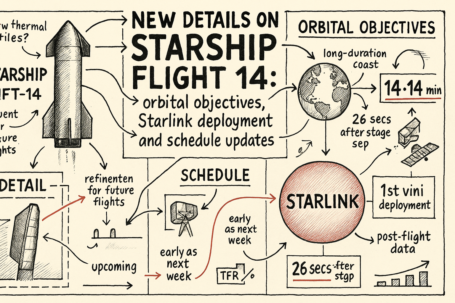 New details on Starship Flight 14: orbital objectives, Starlink deployment and schedule updates